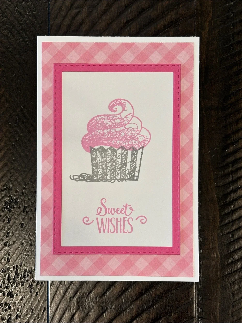 Set of 5 Pastel Rainbow Cupcake Gingham Cards